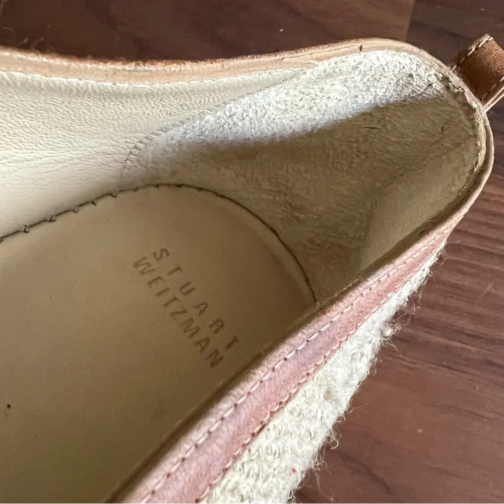 Stuart Weitzman The Camping Espadrilles Leopard Hair Calf Leather Tan, size 10.5
